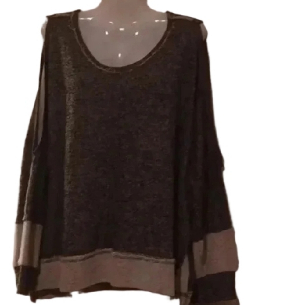 Elan cotton sweater with peekaboo sleeves Women's One Size Fits All
